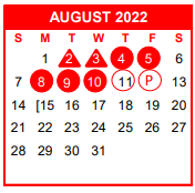 District School Academic Calendar for Alter Lrn Ctr for August 2022