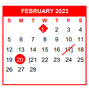District School Academic Calendar for Nueces Co J J A E P for February 2023