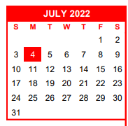 District School Academic Calendar for Nueces Co J J A E P for July 2022