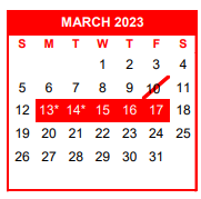 District School Academic Calendar for Nueces Co J J A E P for March 2023