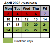 District School Academic Calendar for School 54-flower City Community School for April 2023