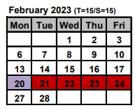 District School Academic Calendar for School 23-francis Parker for February 2023