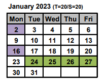 District School Academic Calendar for Benjamin Franklin Montessori School for January 2023