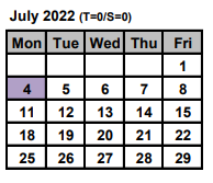 District School Academic Calendar for School  6-dag Hammarskjold for July 2022