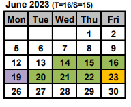 District School Academic Calendar for Intrntnl Finance & Econ Dev HS At Franklin for June 2023