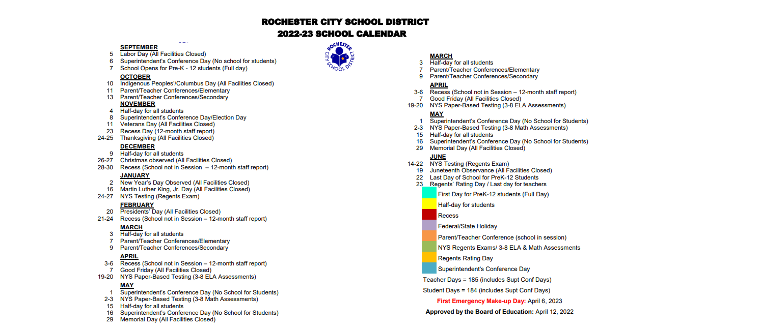 District School Academic Calendar Key for School 44-lincoln Park