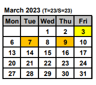 District School Academic Calendar for School  3-nathaniel Rochester for March 2023