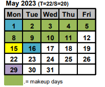 District School Academic Calendar for Young Mothers Program for May 2023