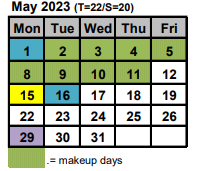 District School Academic Calendar for School 15-children's School Of Rochester (the) for May 2023