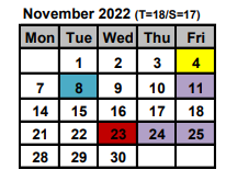 District School Academic Calendar for East High School for November 2022