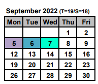 District School Academic Calendar for School  6-dag Hammarskjold for September 2022