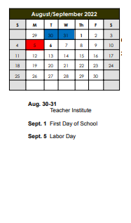 District School Academic Calendar for King Gifted School for August 2022