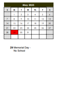 District School Academic Calendar for Whitehead Elem School for May 2023