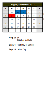 District School Academic Calendar for Julia Lathrop Elem School for September 2022