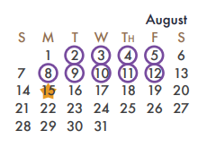 District School Academic Calendar for Nebbie Williams Elementary for August 2022
