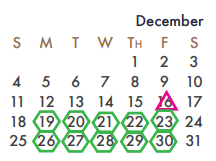 District School Academic Calendar for Virginia Reinhardt Elementary for December 2022
