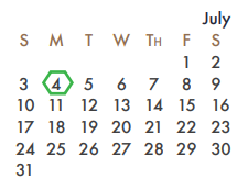 District School Academic Calendar for J W Williams Middle for July 2022