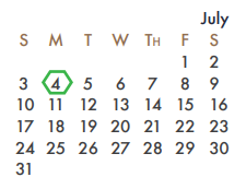 District School Academic Calendar for Rockwall Quest Academy for July 2022