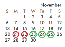 District School Academic Calendar for Virginia Reinhardt Elementary for November 2022