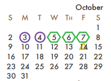 District School Academic Calendar for J W Williams Middle for October 2022