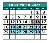 District School Academic Calendar for Chisholm Trail Middle for December 2022