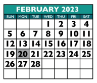 District School Academic Calendar for Williamson Co J J A E P for February 2023