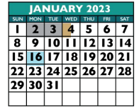 District School Academic Calendar for Deep Wood Elementary for January 2023