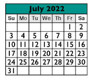 District School Academic Calendar for Live Oak Elementary for July 2022