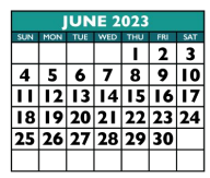 District School Academic Calendar for Williamson Co J J A E P for June 2023