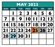 District School Academic Calendar for Success Program East for May 2023