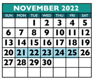 District School Academic Calendar for Ridgeview Middle School for November 2022