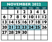 District School Academic Calendar for Brushy Creek Elementary School for November 2022