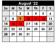 District School Academic Calendar for Rusk High School for August 2022