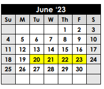 District School Academic Calendar for Rusk Junior High for June 2023