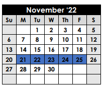 District School Academic Calendar for Rusk Intermediate for November 2022