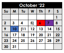 District School Academic Calendar for Rusk Intermediate for October 2022