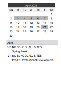 District School Academic Calendar for Central Senior High for April 2023