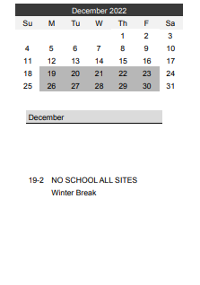 District School Academic Calendar for Crossroads Science Program for December 2022