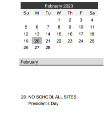 District School Academic Calendar for Rondo Learning Center for February 2023