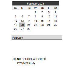 District School Academic Calendar for Crossroads Science Program for February 2023