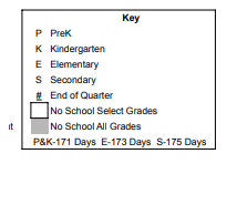 District School Academic Calendar Legend for Hayden Heights Elementary