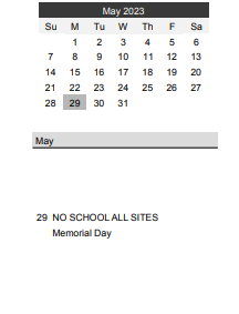 District School Academic Calendar for Frost Lake Magnet Elementary for May 2023