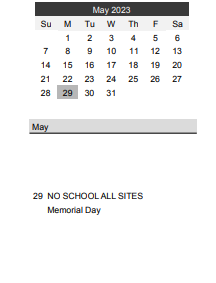 District School Academic Calendar for Hayden Heights Elementary for May 2023