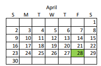 District School Academic Calendar for East High for April 2023