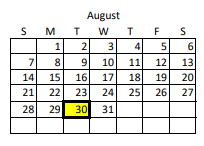 District School Academic Calendar for Horizonte Instr & Trn Ctr for August 2022