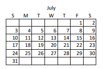 District School Academic Calendar for Hospital for July 2022