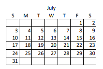 District School Academic Calendar for Jackson School for July 2022