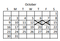 District School Academic Calendar for Hospital for October 2022