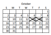 District School Academic Calendar for Horizonte Instr & Trn Ctr for October 2022