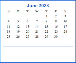 District School Academic Calendar for Santa Rita Elementary School for June 2023